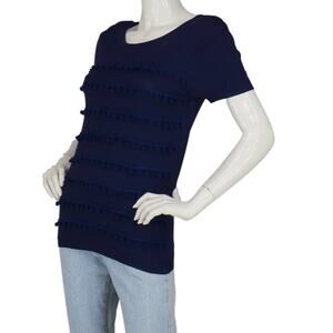 Zero Degrees Celsius New York New Pom Pom Blue Top T Shirt NWT 68